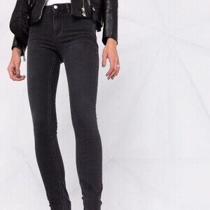 Acne Studios Climb Skinny Jeans Used Black Women’s Size 30 Raw Hem Faded Look